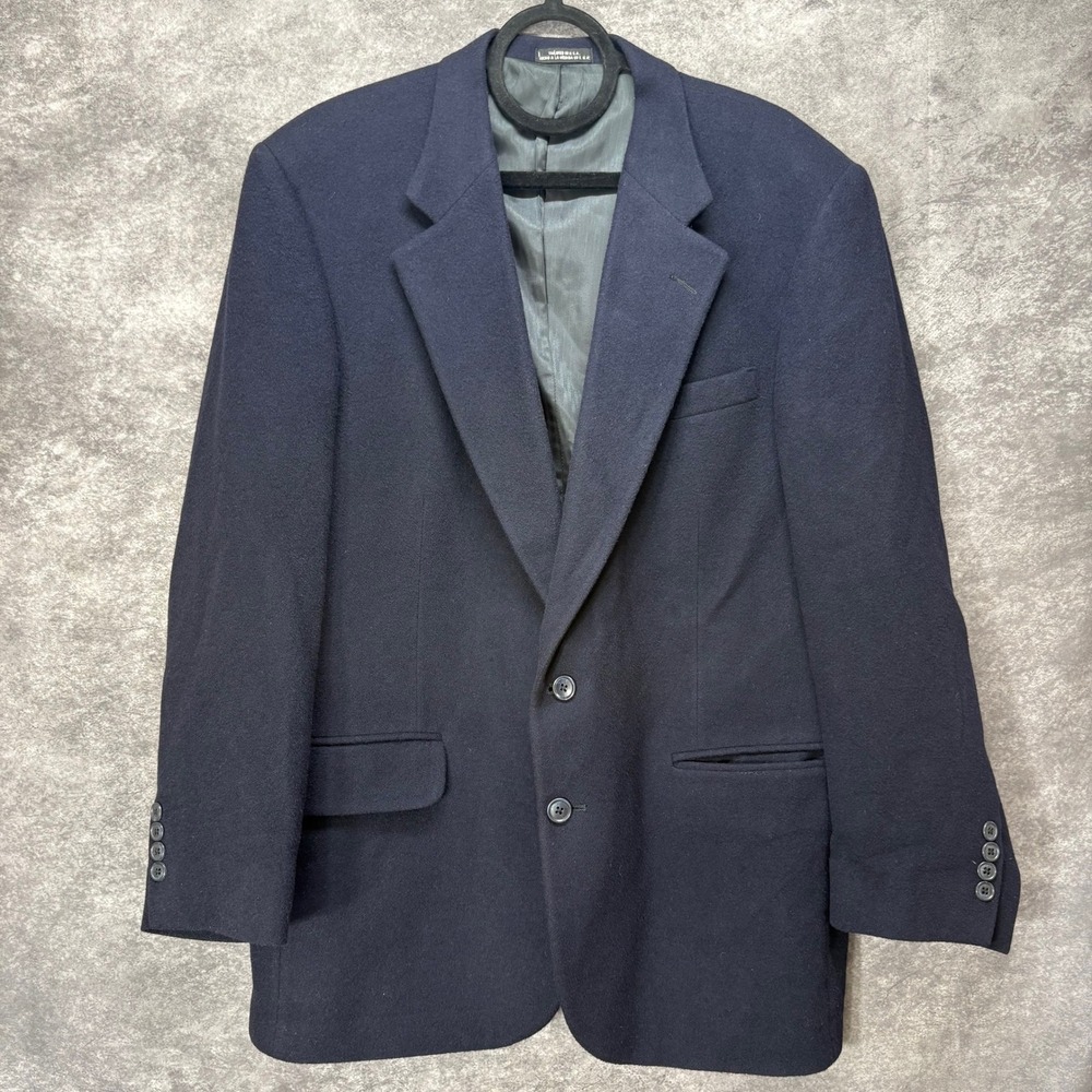 Stafford 100% Camel Hair Navy Blazer Sport Coat Mens Size 42R Preppy Academia